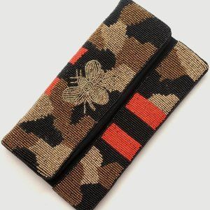 Luxury Beaded Camo Bee Crossbody Red